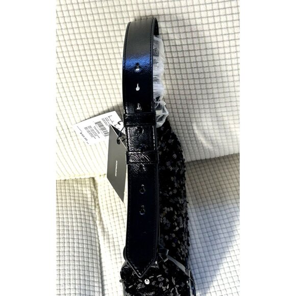 Nicole Miller Black Sequined Shoulder Bag Purse - Picture 3 of 6